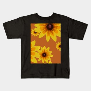 Blackeyed Susan on Orange Repeat 5748 Kids T-Shirt